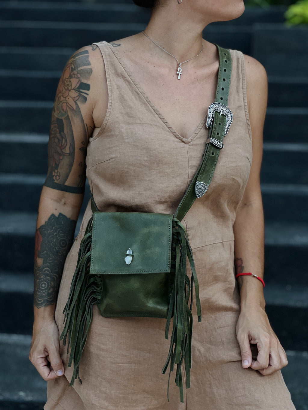 Orion Mini bolsa de Cuero con flecos