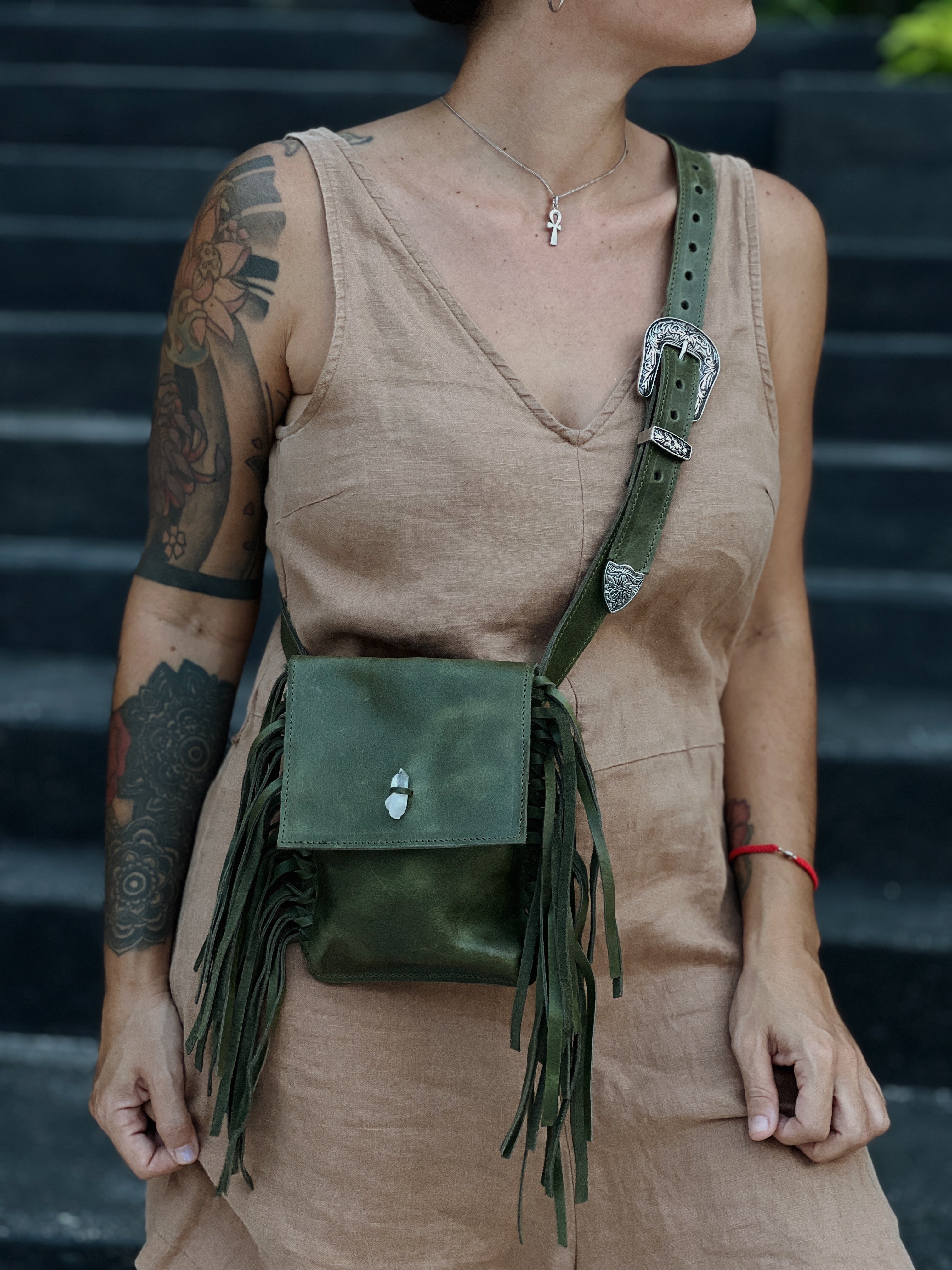 Orion Mini bolsa de Cuero con flecos