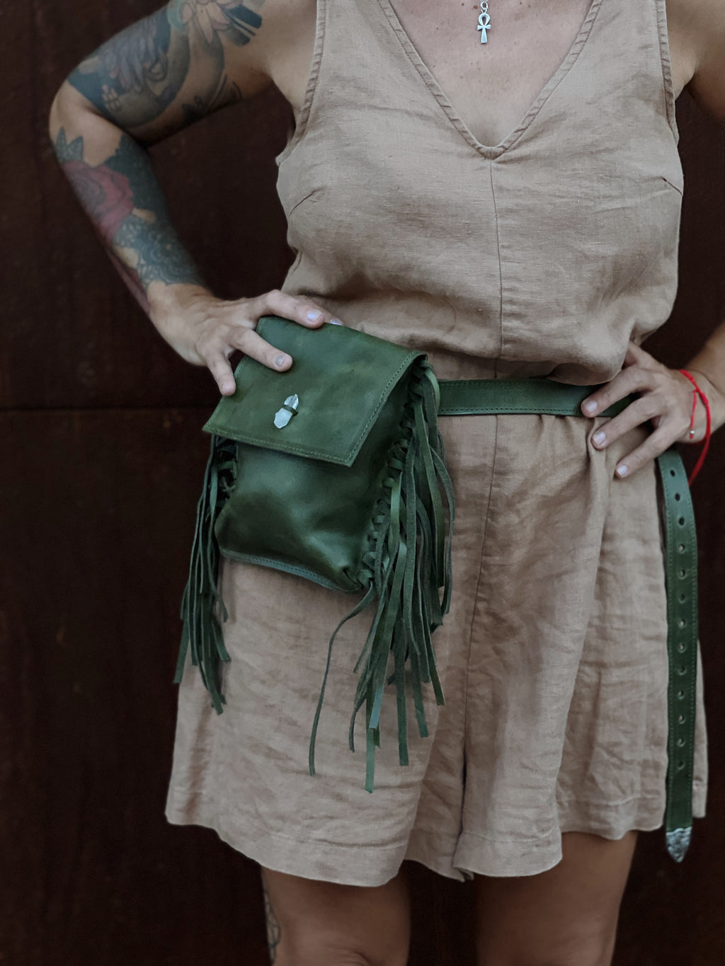 Orion Mini bolsa de Cuero con flecos