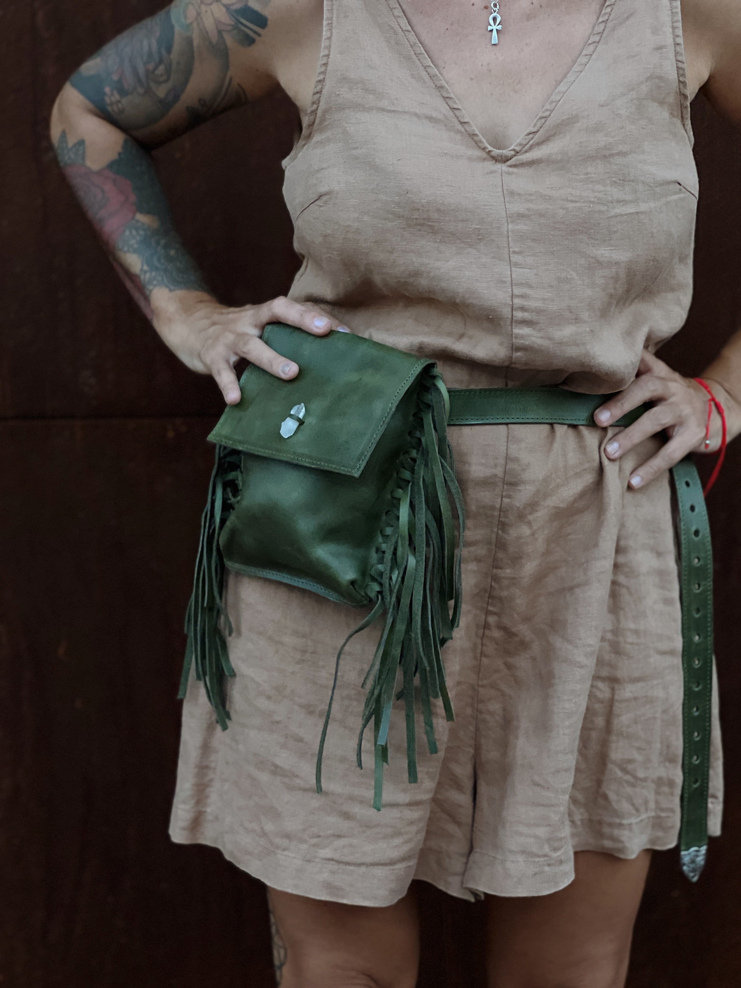 Orion Mini bolsa de Cuero con flecos